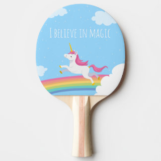 Ik geloof in Magic Unicorn Rainbow, gepersonalisee Tafeltennisbatje
