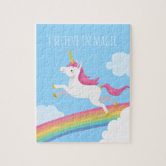 Ik geloof in Magic Unicorn Rainbow Puzzle Legpuzzel (Verticaal)