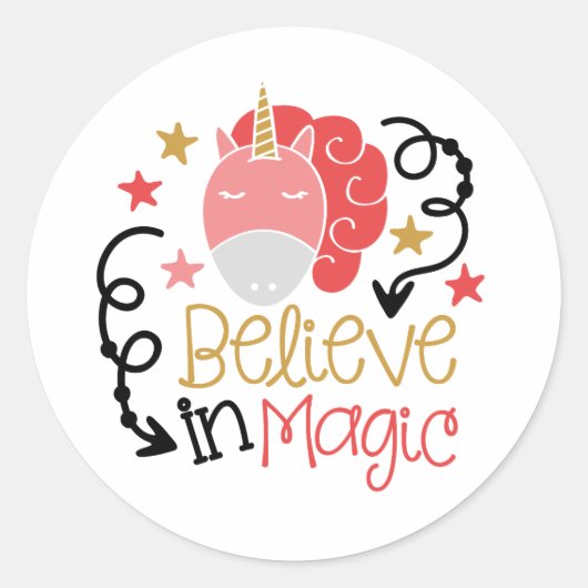 Ik geloof in Magic Unicorn Ronde Sticker (Voorkant)