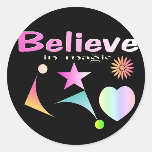 IK GELOOF IN MAGIE RONDE STICKER (Voorkant)