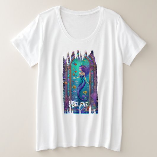 Ik geloof in Mermaids Grote Maat T-shirt (Design voorkant)