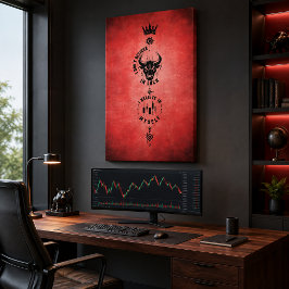 Ik geloof in mezelf Crimson Red Trader Symbool Canvas Afdruk