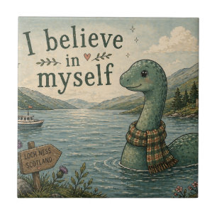 Ik geloof in mezelf dromerige Loch Ness Monster Tegeltje