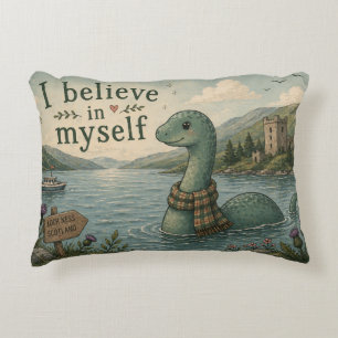 Ik geloof in mezelf grillige Loch Ness Monster Accent Kussen