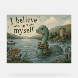 Ik geloof in mezelf grillige Loch Ness Monster Acryl Bord