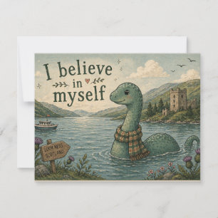 Ik geloof in mezelf grillige Loch Ness Monster Bedankkaart
