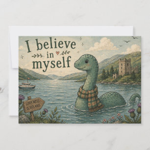 Ik geloof in mezelf grillige Loch Ness Monster Bedankkaart