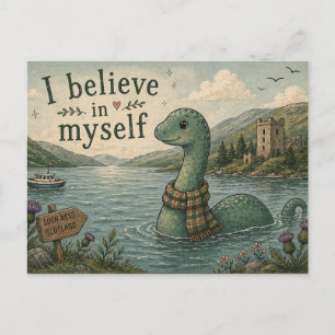 Ik geloof in mezelf grillige Loch Ness Monster Feestdagenkaart