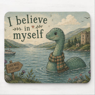 Ik geloof in mezelf grillige Loch Ness Monster Muismat