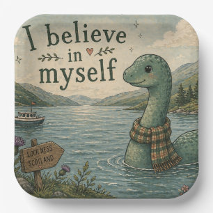 Ik geloof in mezelf grillige Loch Ness Monster Papieren Bordje