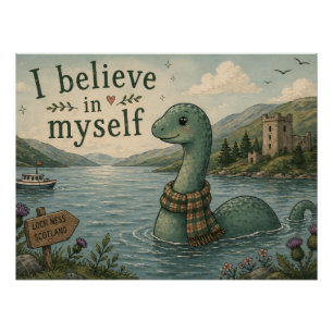Ik geloof in mezelf grillige Loch Ness Monster Perfect Poster