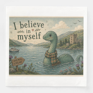 Ik geloof in mezelf grillige Loch Ness Monster Servet