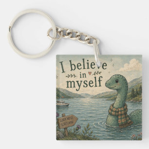 Ik geloof in mezelf grillige Loch Ness Monster Sleutelhanger