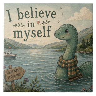 Ik geloof in mezelf grillige Loch Ness Monster Tegeltje