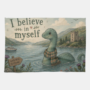 Ik geloof in mezelf grillige Loch Ness Monster Theedoek