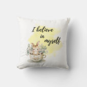 Ik geloof in mezelf konijn in theekopje positief kussen (Voorkant)
