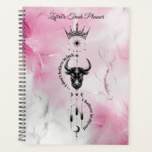 Ik Geloof in Mezelf Roze Marmer Trader Symbool Planner (Voorkant)