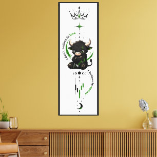 Ik Geloof in Mezelf Schattig Zwart Stier Trader Sy Canvas Afdruk