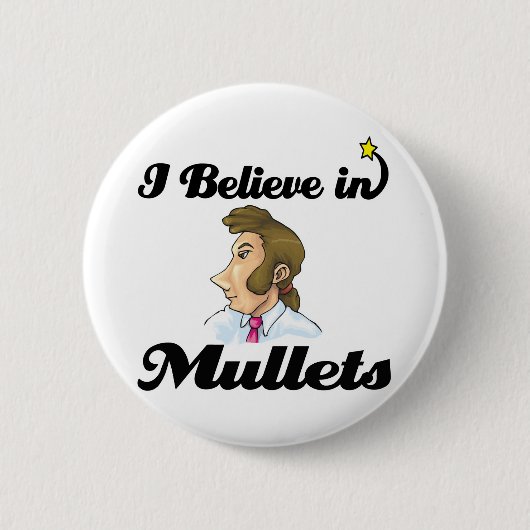ik geloof in mullets ronde button 5,7 cm (Voorkant)