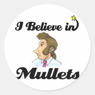 ik geloof in mullets ronde sticker