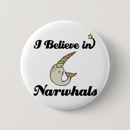 ik geloof in narwals ronde button 5,7 cm (Voorkant)