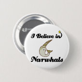 ik geloof in narwals ronde button 5,7 cm (Voorkant /achterkant)