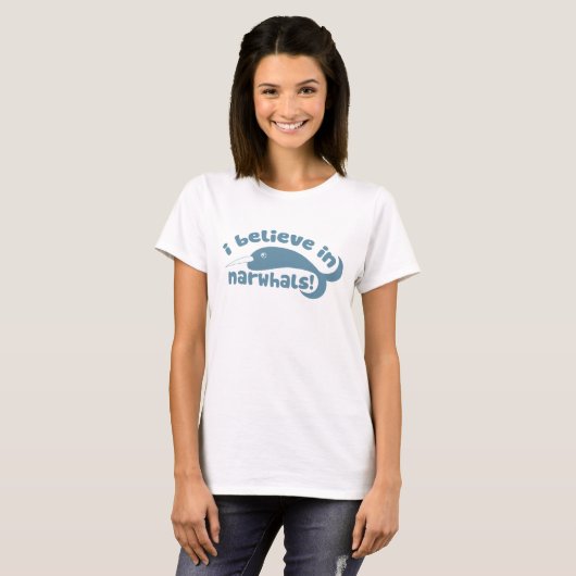 Ik geloof in Narwhals grappig internet T-shirt (Voorkant volledig)