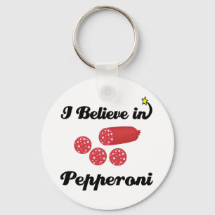 ik geloof in pepperoni sleutelhanger