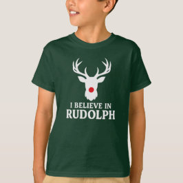 Ik geloof in Rudolph, kerstthema T-shirt
