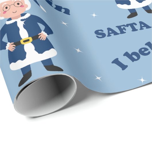 Ik geloof in Safta Claus - Cute Chanukah Cadeaupapier (Rol Hoek)