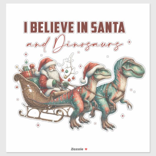 Ik geloof in Santa en Dinosauriërs Sticker (Vel)