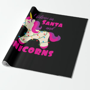 Ik geloof in Santa en unicorns Cadeaupapier