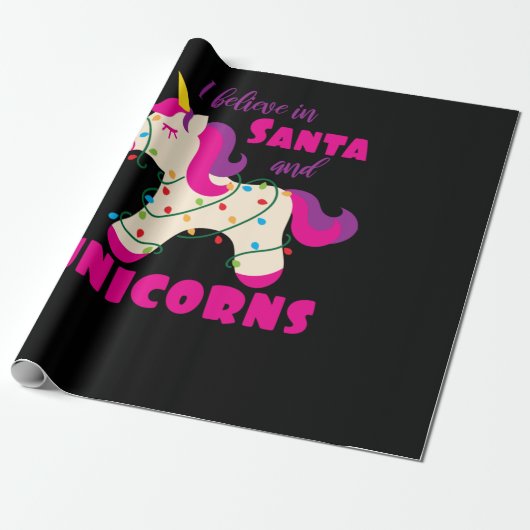 Ik geloof in Santa en unicorns Cadeaupapier (Uitgerold)