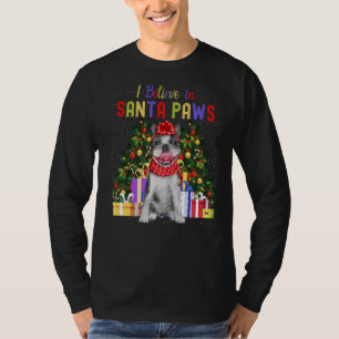Ik geloof in Santa Paws Cute French Bulldog Chris T-shirt