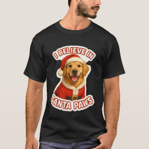 Ik geloof in Santa Paws Goud Retriever Hond Kerst T-shirt