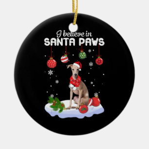 Ik geloof in Santa Paws Italiaans Greyhound Gift Keramisch Ornament