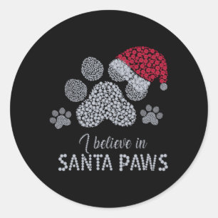 Ik geloof in Santa Paws met in kristal Ronde Sticker