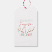 "Ik geloof in Santa & Unicorns Label met kerstcade Cadeaulabel (Voorkant)