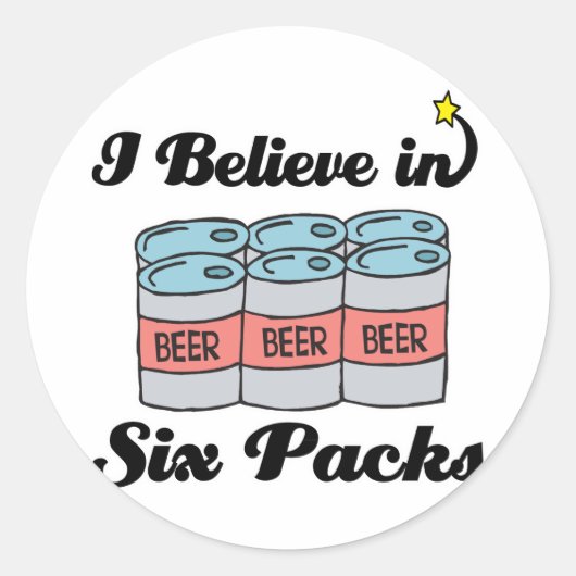 ik geloof in sixpacks ronde sticker (Voorkant)