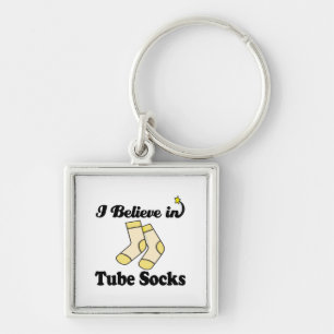 ik geloof in sokken voor buisjes sleutelhanger