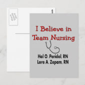 Ik geloof in TEAM Nursing-Hilarious Nurse Gifts Briefkaart (Voorkant / Achterkant)