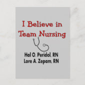 Ik geloof in TEAM Nursing-Hilarious Nurse Gifts Briefkaart (Voorkant)