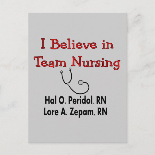 Ik geloof in TEAM Nursing-Hilarious Nurse Gifts Briefkaart (Voorkant)