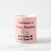 Ik geloof in TEAM Nursing-Hilarious Nurse Gifts Koffiemok (Center)
