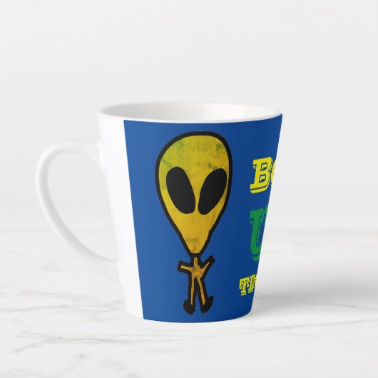 ik geloof in ufo-technologie latte mok (Links)