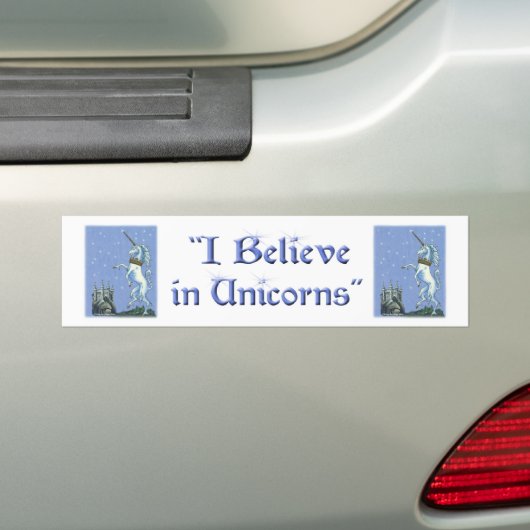 Ik geloof in Unicorns Bumpersticker (Op auto)