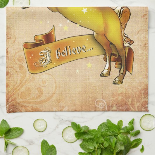 Ik geloof in Unicorns Theedoek (Gevouwen)