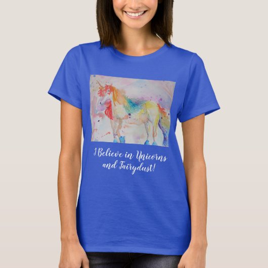 Ik geloof in Unicorns vrouwen Waterverf t Shirt (Voorkant)