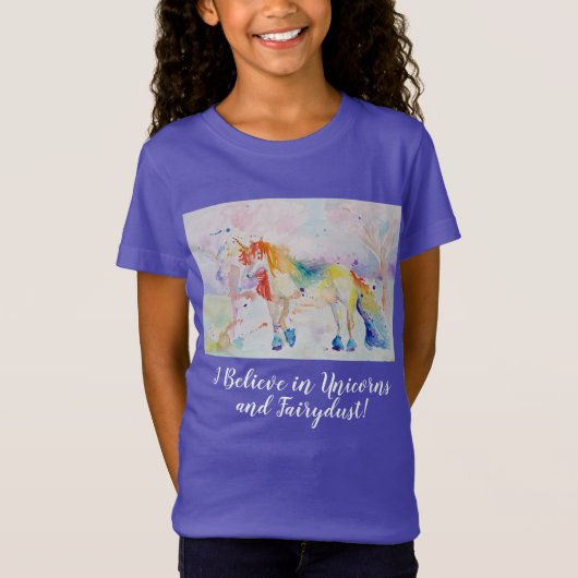 Ik geloof in Unicorns vrouwen Waterverf t Shirt (Voorkant)