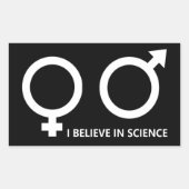 Ik geloof in wetenschap rechthoekige sticker (Voorkant)